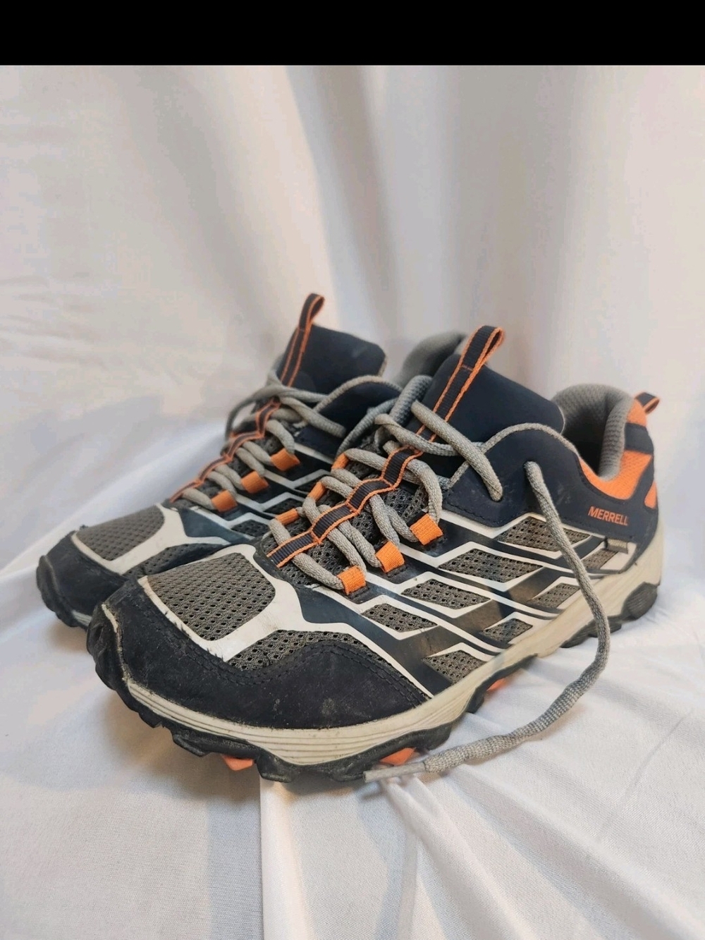 Merrell Men's Athletic Trail Sneakers in Gray, Navy & Orange
